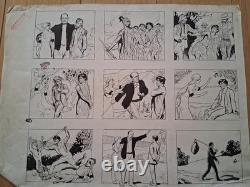 Series of 4 comic strips signed LOUIS-DENIS VALVÉRANE. Maori. Warrior