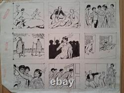 Series of 4 comic strips signed LOUIS-DENIS VALVÉRANE. Maori. Warrior