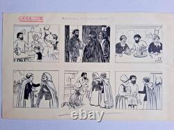 Series of 4 original comic strips signed FALCO. Fantastic. Medieval.