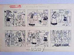 Series of 4 original comic strips signed FALCO. Fantastic. Medieval.