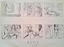 Series of 4 unsigned comic strips. Wild West. Indians. Cowboy.