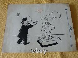 Set Of 5 Original Plates Drawings/caricatures By Jean Effel