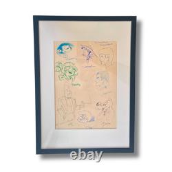 Single sheet of 8 autographs with frame, 30 x 21 cm