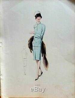 Sketch Drawing Fashion Plate 1927 Color Art Deco Annees Folles Model A25243