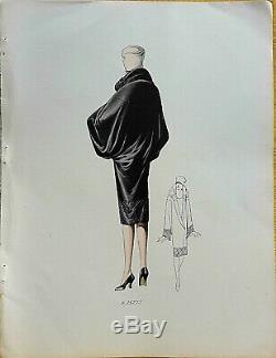 Sketch Drawing Fashion Plate 1927 Color Art Deco Annees Folles Model A25275