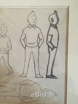 Studio Hergé Drawings Of Tintin Of Face, Profile, Back (circa 1969)