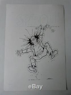 Superb Original Drawing Of Bedu For Psy (cover Spirou 3525)