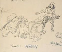 The Death Of Pierrot Drawing Originally Adolphe Willette (1857-1926) Board Bd