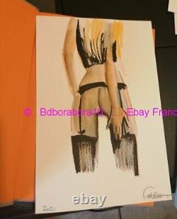 Vervisch Drawing Original 3 Pin Up Sexy, Board Bd + Book Bombato Mike N/signed
