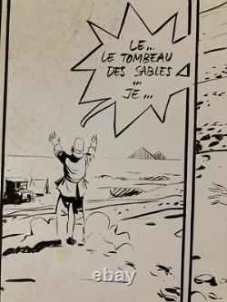 Very Beautiful Original 1978 Art Page by Pierre de Winninger – The Forgotten Pyramid Drawing
