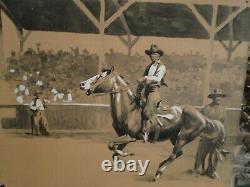 Vintage Original Period 1930 S Style Western Pulp Illustration Aboard Stallion