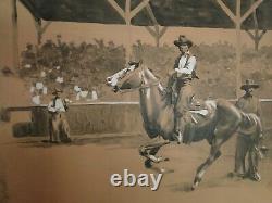 Vintage Original Period 1930 S Style Western Pulp Illustration Aboard Stallion