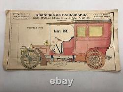 1905 DESSIN ANATOMIQUE VOITURE PIPE. PLANCHE MONTÉE Image à système