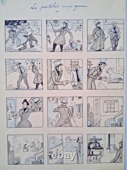 2 planches de BD originales signées LUC LEGUEY. Le pistolet magique