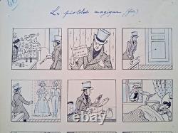 2 planches de BD originales signées LUC LEGUEY. Le pistolet magique