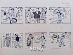 2 planches de BD originales signées THEOPHILE BARN. Ciné parlant