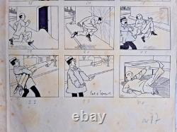 2 planches de BD signées PAUL D'ESPAGNAT. Fantastique. L'homme caoutchouc