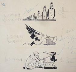 3 dessins originaux de Félix LORIOUX pour ROBINSON CRUSOÉ 1930