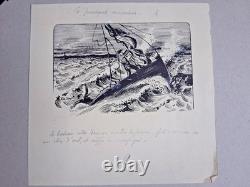 3 planches de BD originales non signées. Perroquet. Tribunal