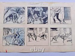 4 planches de BD originale signée G. QUESNEL. Passepartout. Fantastique