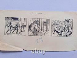 4 planches de BD originale signée G. QUESNEL. Passepartout. Fantastique