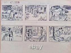 5 planches de BD originales signées YMER. Le chasseur d'aigles