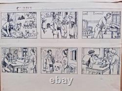 5 planches de BD originales signées YMER. Le chasseur d'aigles