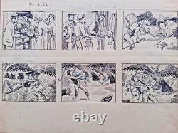 5 planches de BD originales signées YMER. Le chasseur d'aigles