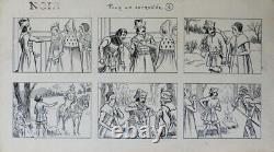 5 planches originales Dessins de FALCO vers 1910 histoire en images BD dessin