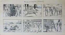 5 planches originales Dessins de FALCO vers 1910 histoire en images BD dessin