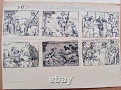 6 planches de BD originales signées YMER. Le chasseur d'autruches