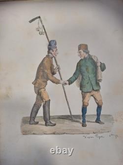 Album de dessins originaux 1853-1855 relié chagrin 22 planches