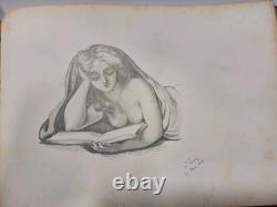 Album de dessins originaux 1853-1855 relié chagrin 22 planches