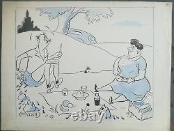 Ancien dessin humoristique planche originale signée HAROT N°4 (No Faizant Kiraz)