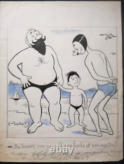 Ancien dessin humoristique planche originale signée HAROT N°7 (No Faizant Kiraz)