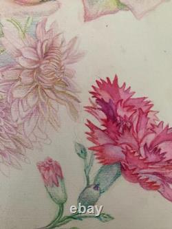Ancienne Planche De Dessins Originaux Etudes De Fleurs Botaniques Signee (18)