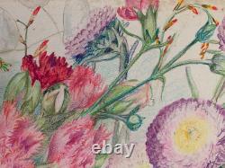 Ancienne Planche De Dessins Originaux Etudes De Fleurs Botaniques Signee (3)