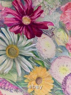 Ancienne Planche De Dessins Originaux Etudes De Fleurs Botaniques Signee (3)