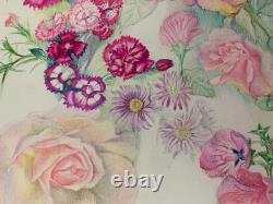 Ancienne Planche De Dessins Originaux Etudes De Fleurs Botaniques Signee (7)