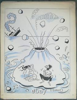 Ancienne planche originale signée HAROT N°6 dessin humoristique No Faizant Kira