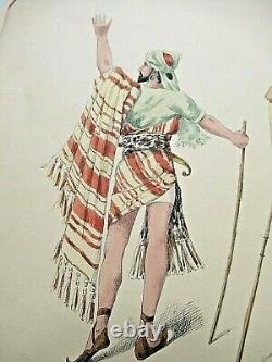 Belle Planche Costumes Aquarelles Originales Style Job 1890 Theatre Bible