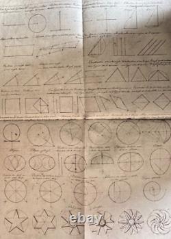 C34/47-dessin Original-grande Planche-figures Géométriques-vers 1860