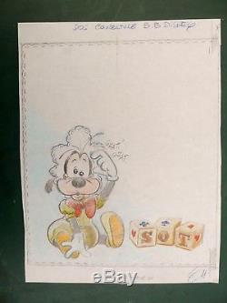 Claude MARIN illustration originale couverture Bébés Disney Goofy Dingo