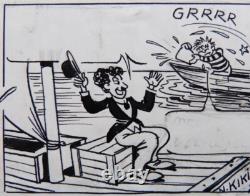 Couverture de PITCHOUNET dessin original de MAT vers 1930 + planche de CHARLOT