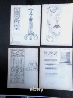 DESSINS 18 PLANCHES DE MOBILIER LOUIS XIV DU MÊME ARTISTE DEBUT 19ème D 247