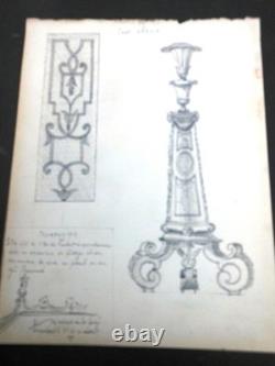 DESSINS 18 PLANCHES DE MOBILIER LOUIS XIV DU MÊME ARTISTE DEBUT 19ème D 247