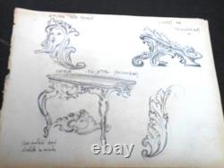 DESSINS 18 PLANCHES DE MOBILIER LOUIS XIV DU MÊME ARTISTE DEBUT 19ème D 247