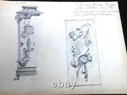 DESSINS 18 PLANCHES DE MOBILIER LOUIS XIV DU MÊME ARTISTE DEBUT 19ème D 247