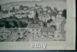 Dessin 1912 Les Andelis vue du Faubourg des Planches Vallèe de la Seine Eure