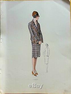 Dessin Croquis Mode 1927 Planche Couleur Art Deco Annees Folles Modele A25250